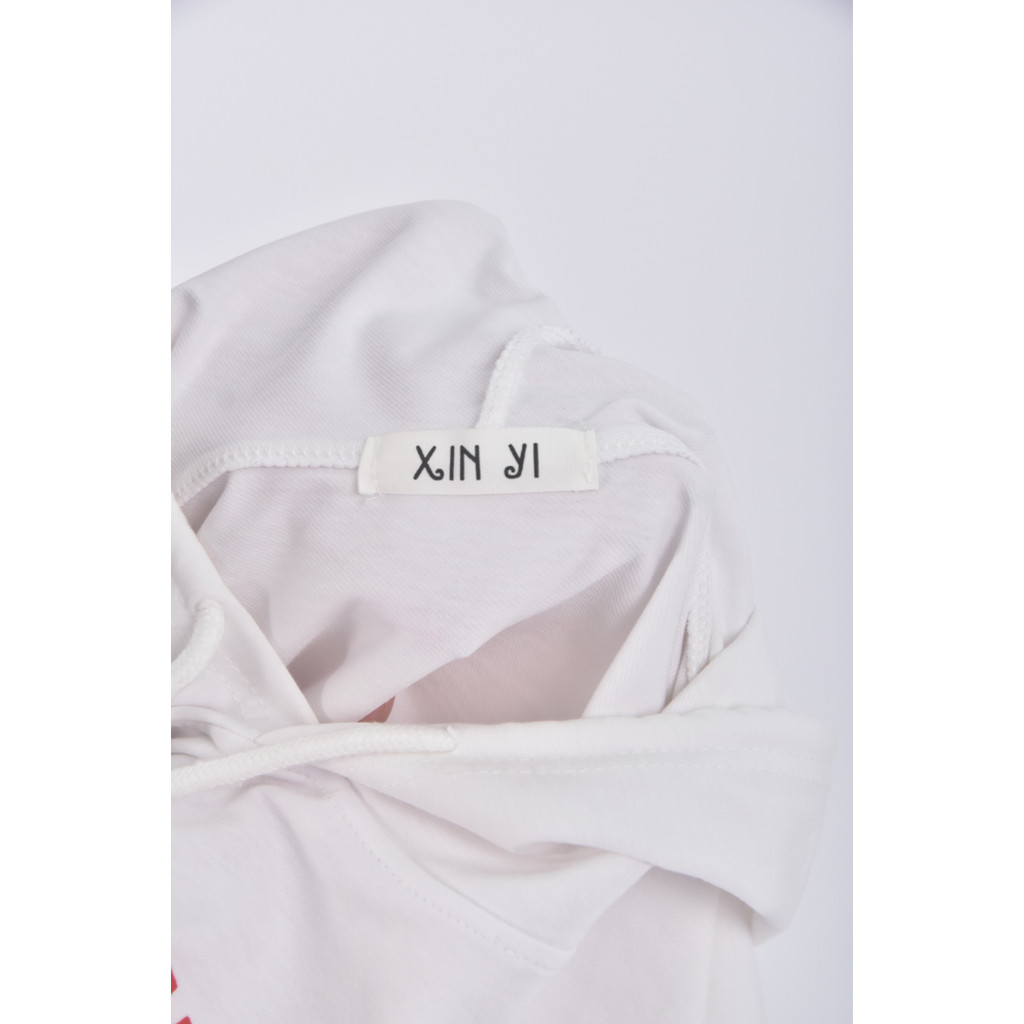 (XL) xin yi質感連帽白色短袖上衣二手衣, , large