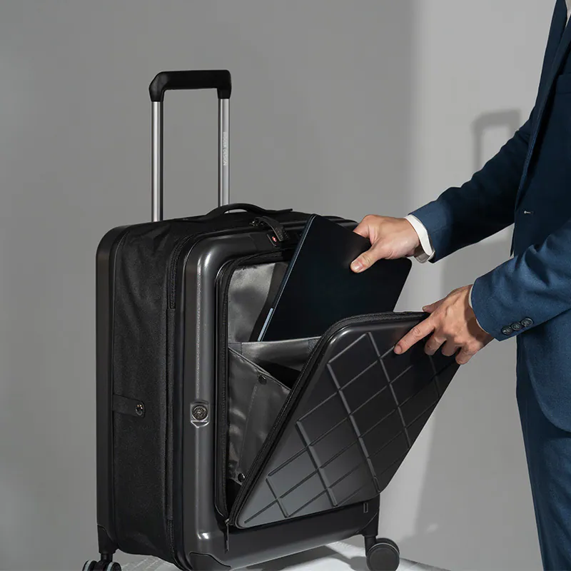 【奶霜白】✈️【BIGGER】20吋⚡菱格紋前開摺疊箱：旅行、出差，前開＋可摺疊！行李太佔空間？這咖 20 吋直接摺起來收（3 色可選！奶霜白／曜石黑／鋼鐵灰）, , large