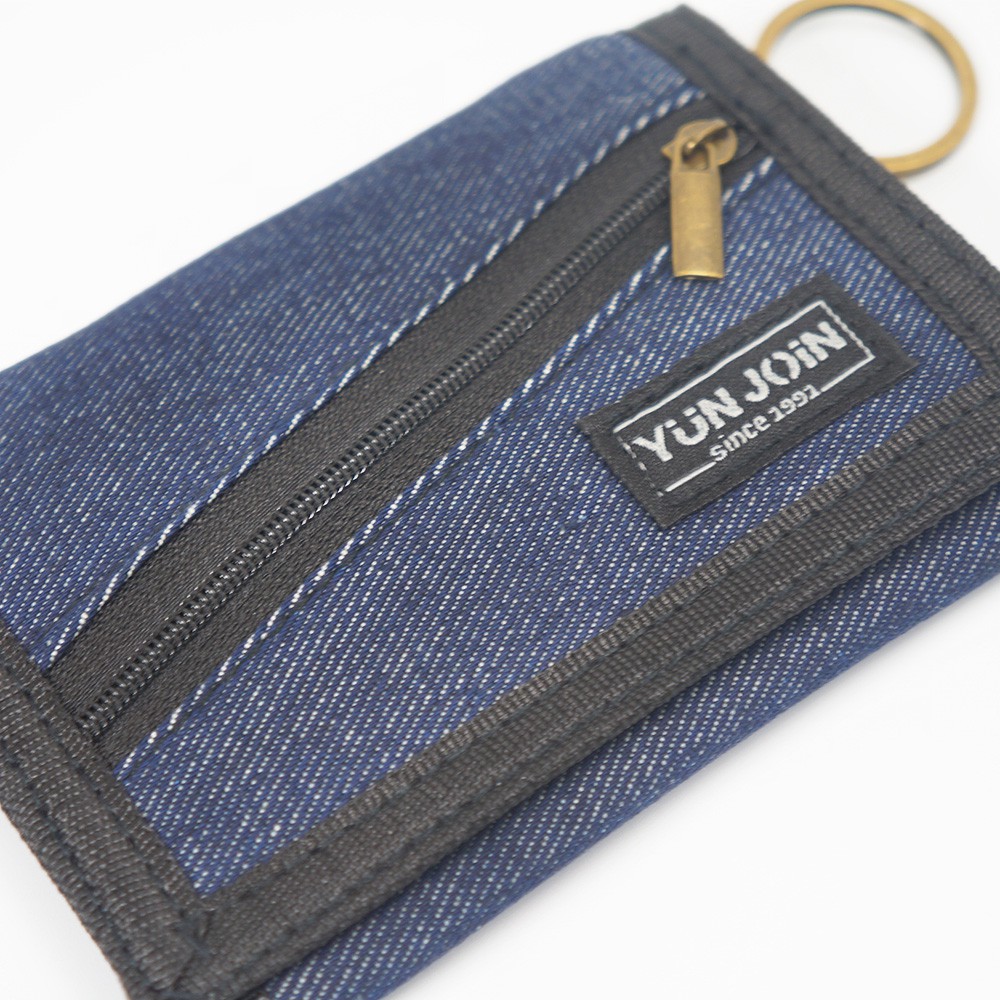【YUN JOIN】 Denim nylon tri-fold short clip, , large