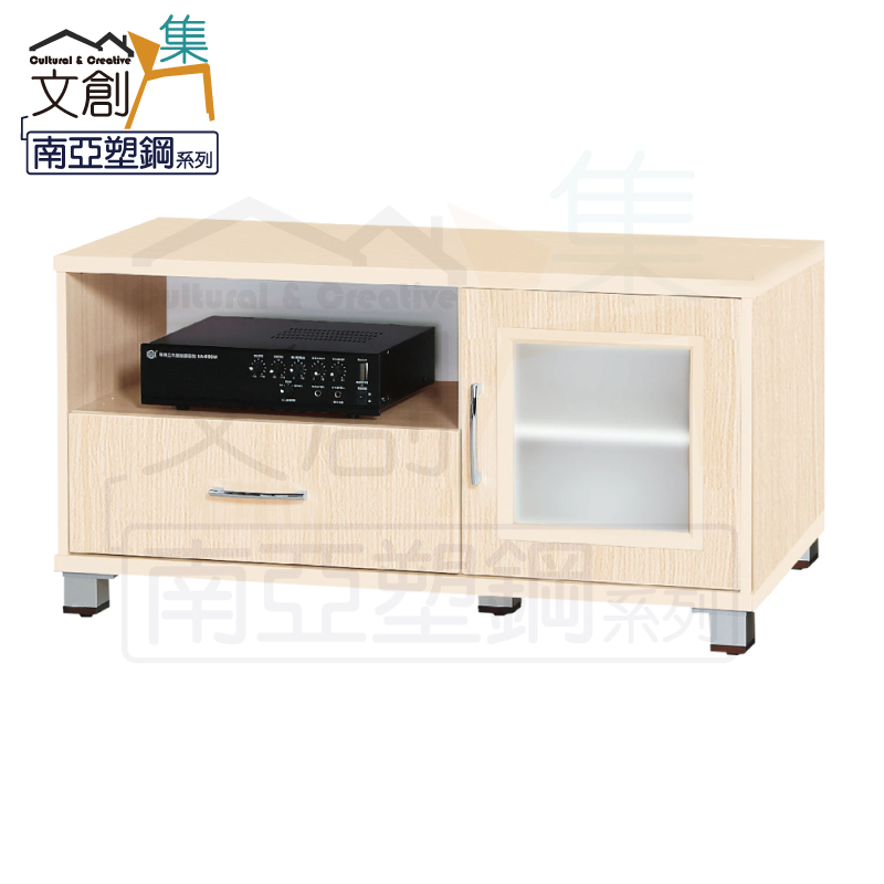 【文創集】瓦多 環保3.4尺南亞塑鋼單門單抽電視櫃/視聽櫃(客約商品), , large