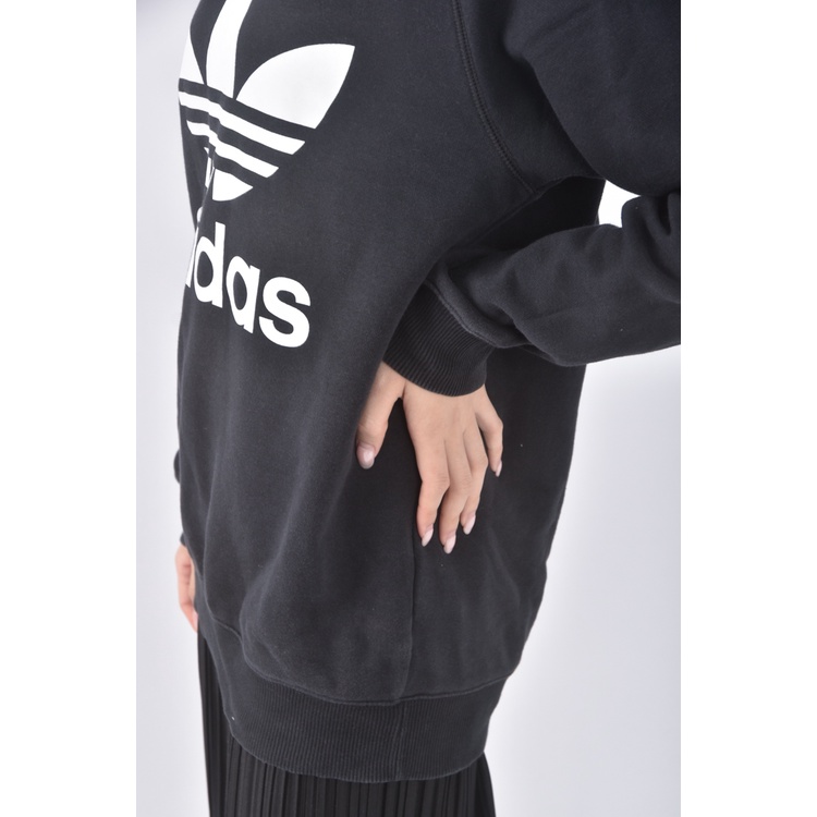 (M) adidas質感棉質logo黑色長袖上衣二手衣, , large