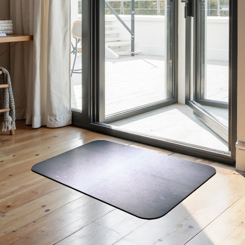 【Monster】 Soft Diatomaceous Earth Printed Mat – Industrial Loft Style (58x38cm) – Black Silver Plate, , large