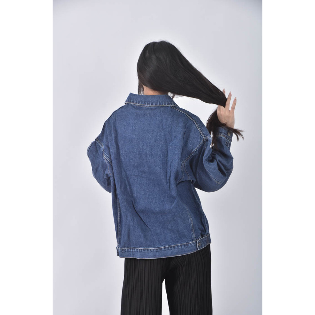 (XL) mosof丹寧牛仔排扣藍色外套二手衣, , large