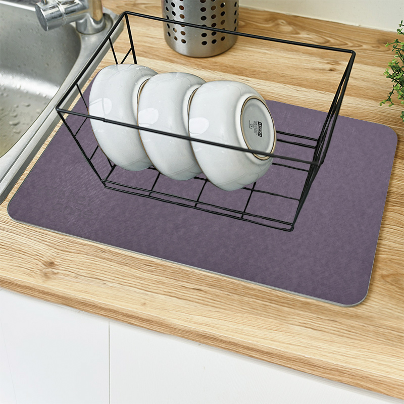 【Monster】 Soft Diatomaceous Earth Absorbent Sink Draining Mat (45x30cm) – Blue Violet, , large