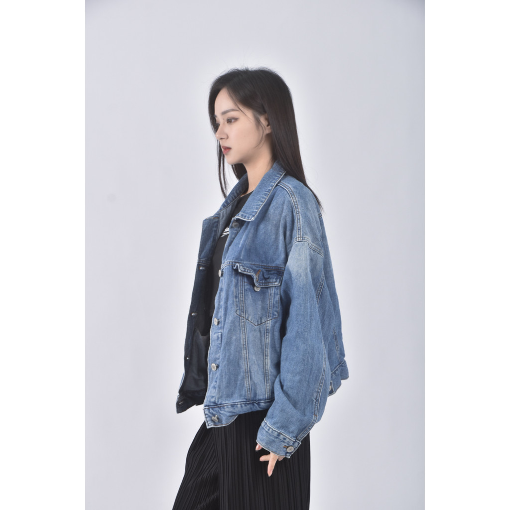 (XL) anirek質感丹寧牛仔棉質純棉藍色外套二手衣, , large