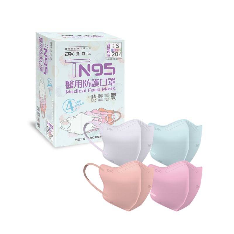 【DRX達特世】TN95醫用3D口罩-甜點四色-幼幼/S(20入), , large