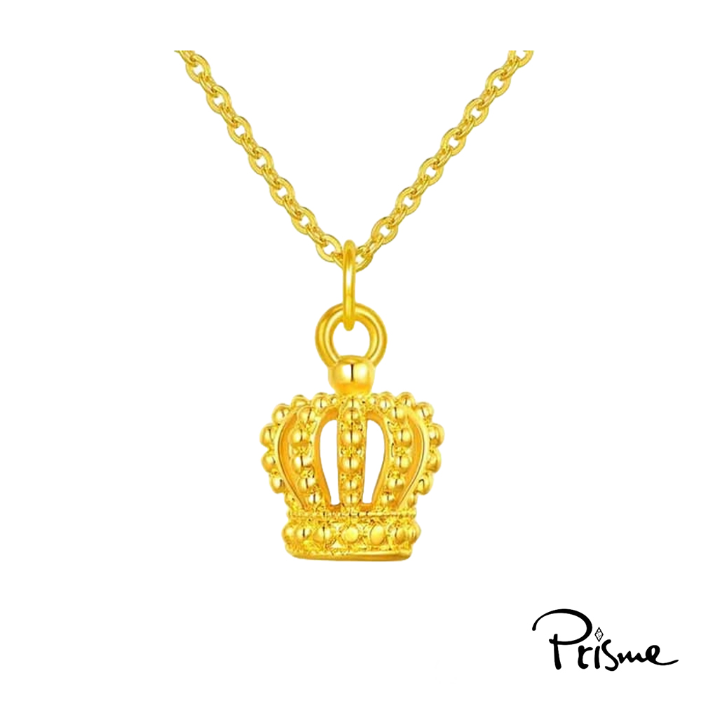 【Prisme Gold】黃金項鍊 立體皇冠 鍊墜項鍊 (金重：約0.08錢±0.03), , large