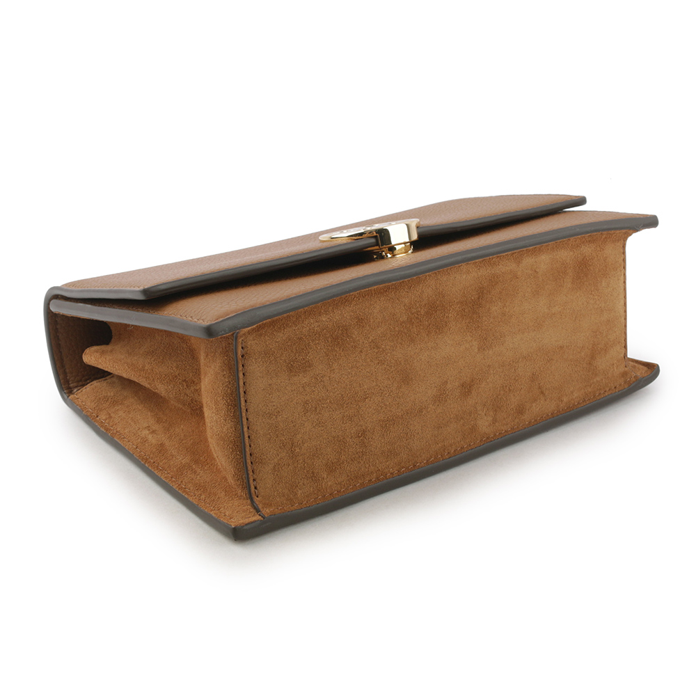 TORY BURCH Miller 荔枝皮革翻蓋肩背/斜背二用包/木棕色, , large