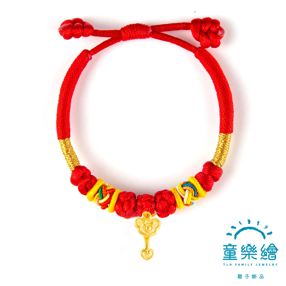 【童樂繪金飾】寶貝如意兒童紅繩手鍊 約重0.19錢&plusmn;0.03(彌月金飾), , large
