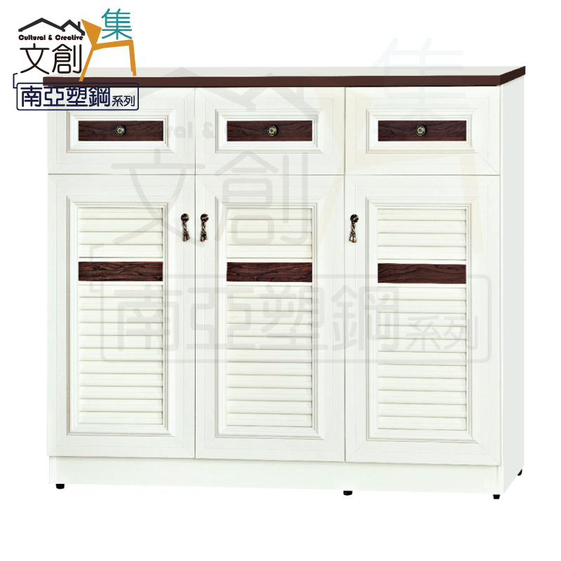 【文創集】麥納 環保4尺南亞塑鋼三門三抽鞋櫃(客約商品), , large