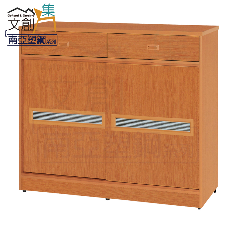 【文創集】雷斯 環保3.9尺南亞塑鋼推門二抽鞋櫃(客約商品), , large