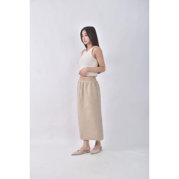 (S) 開衩杏色長裙二手衣, , large