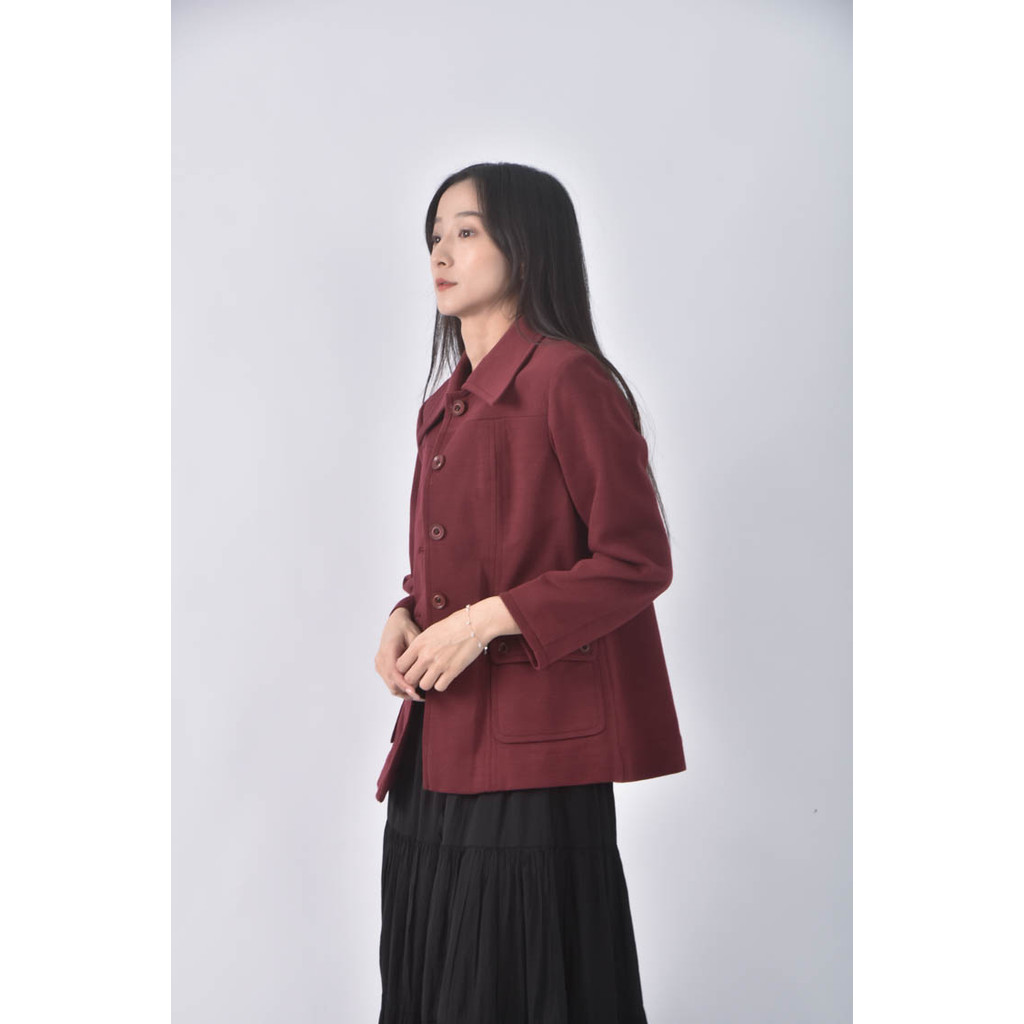 (S) 排扣紅色外套二手衣, , large