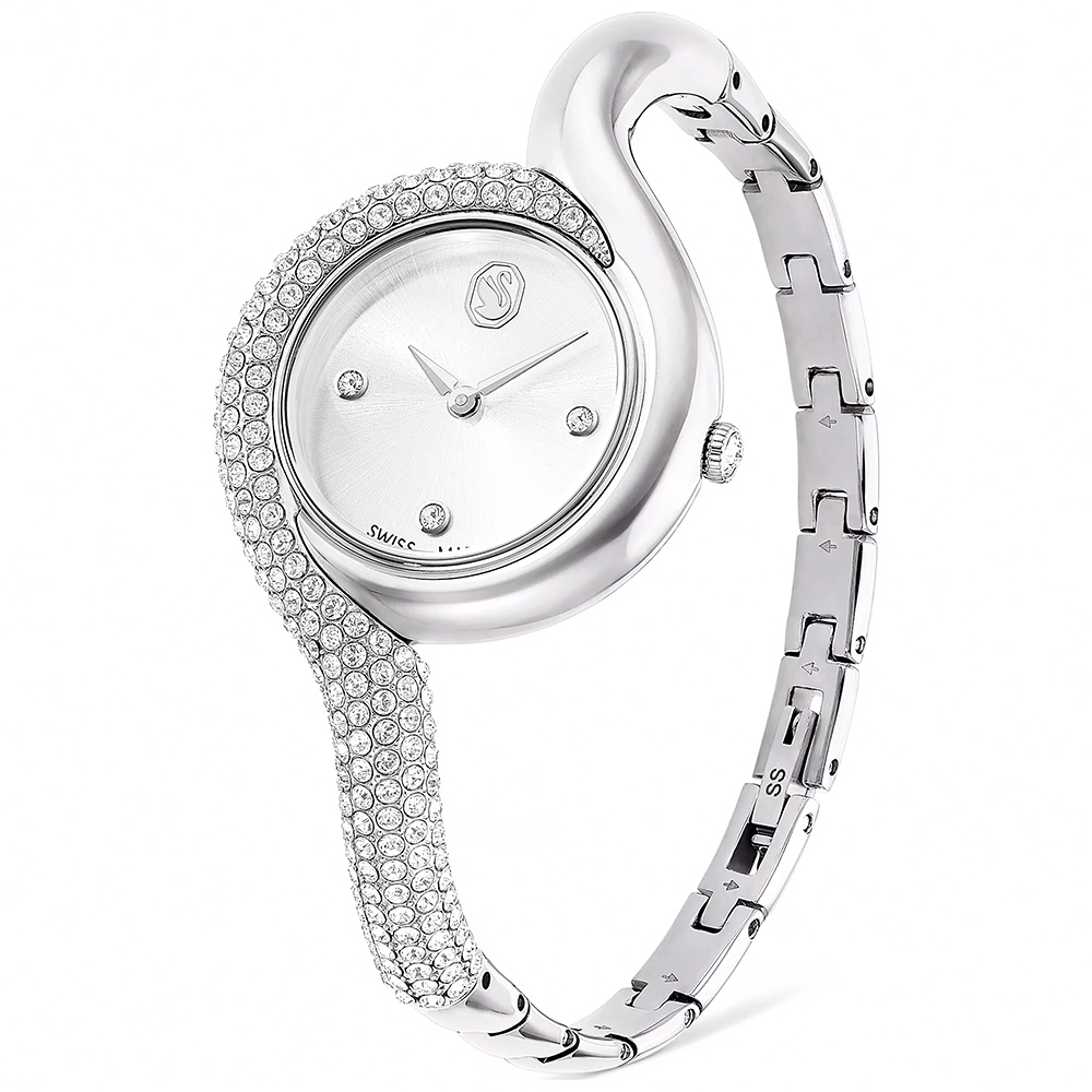 SWAROVSKI 施華洛世奇 Dextera 迷人曲線手鐲式水晶手錶 女錶-29mm(5700996), , large