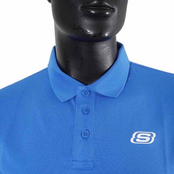 Skechers 男 短袖 上衣 POLO衫 經典 簡約 素面 百搭 舒適 穿搭 藍 [L221M009-004Q], , large