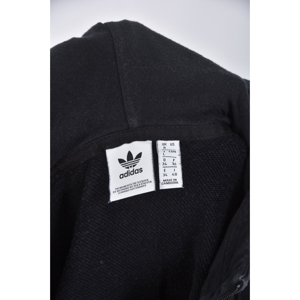 (M) adidas質感棉質連帽黑色長袖上衣二手衣, , large