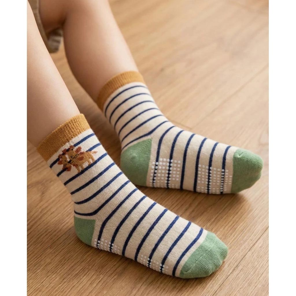 凱美棉業｜8雙組 純棉止滑童襪 童趣森林款 動物童襪 卡通童襪 可愛襪 男童女童襪 17-21cm, , large