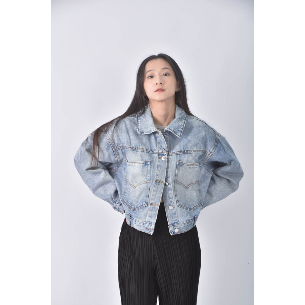 (XL) story prada韓牌丹寧牛仔排扣藍色外套二手衣