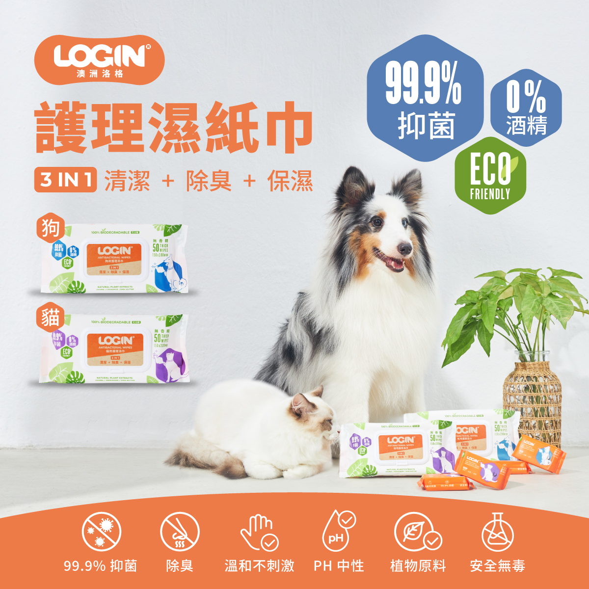 Login Cat Wipes 50 wipes, , large