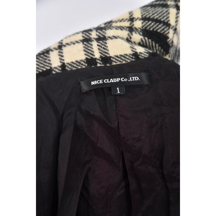 (S) nice claup co ltd質感格紋黑色綁帶外套二手衣, , large