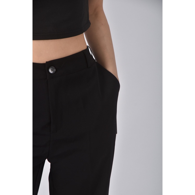 (3XL) fashion pants高腰質感黑色長褲二手衣, , large