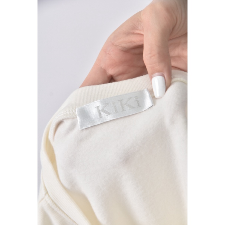 (M) kiki質感棉質圓領杏色短袖上衣二手衣, , large