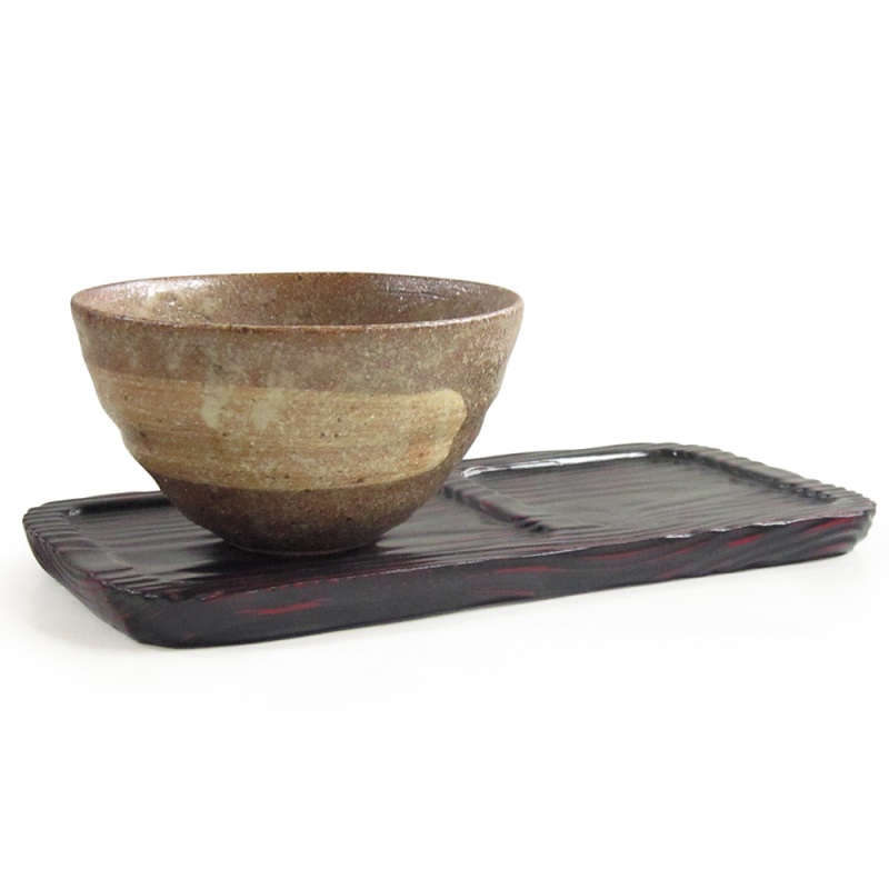 [豐名日本餐具] 5.0"井 棕白刷 附漆器木板 / C00GP0-54, , large