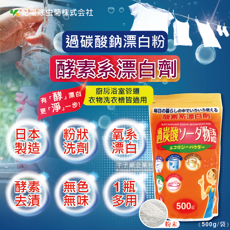 [日日好物]日本Novopin過碳酸鈉漂白粉酵素系漂白劑500g/袋(廚房浴室管道衣物洗衣槽皆適用), , large