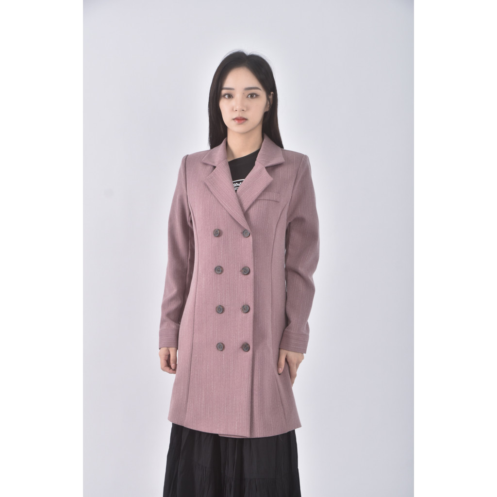 (S) home shop質感西裝V領粉色洋裝二手衣, , large