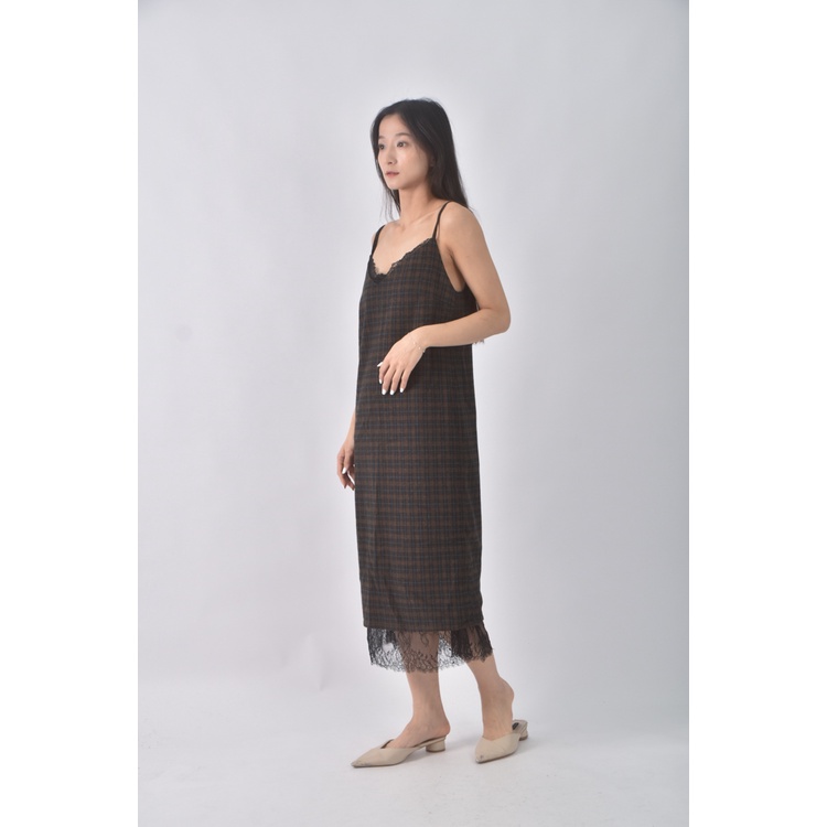 (S) pazzo質感吊帶格紋綠色洋裝二手衣, , large