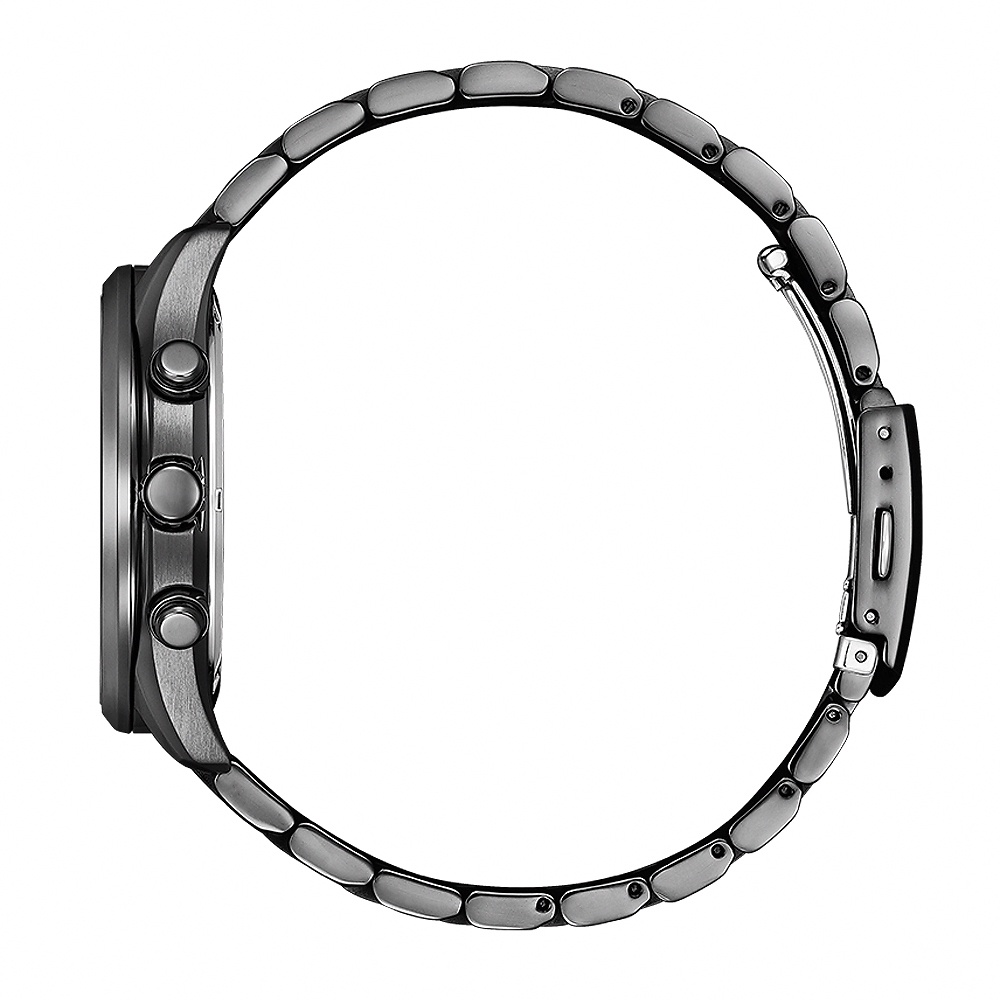 CITIZEN 星辰 光動能復古風計時手錶-急速黑 AT2145-86E, , large
