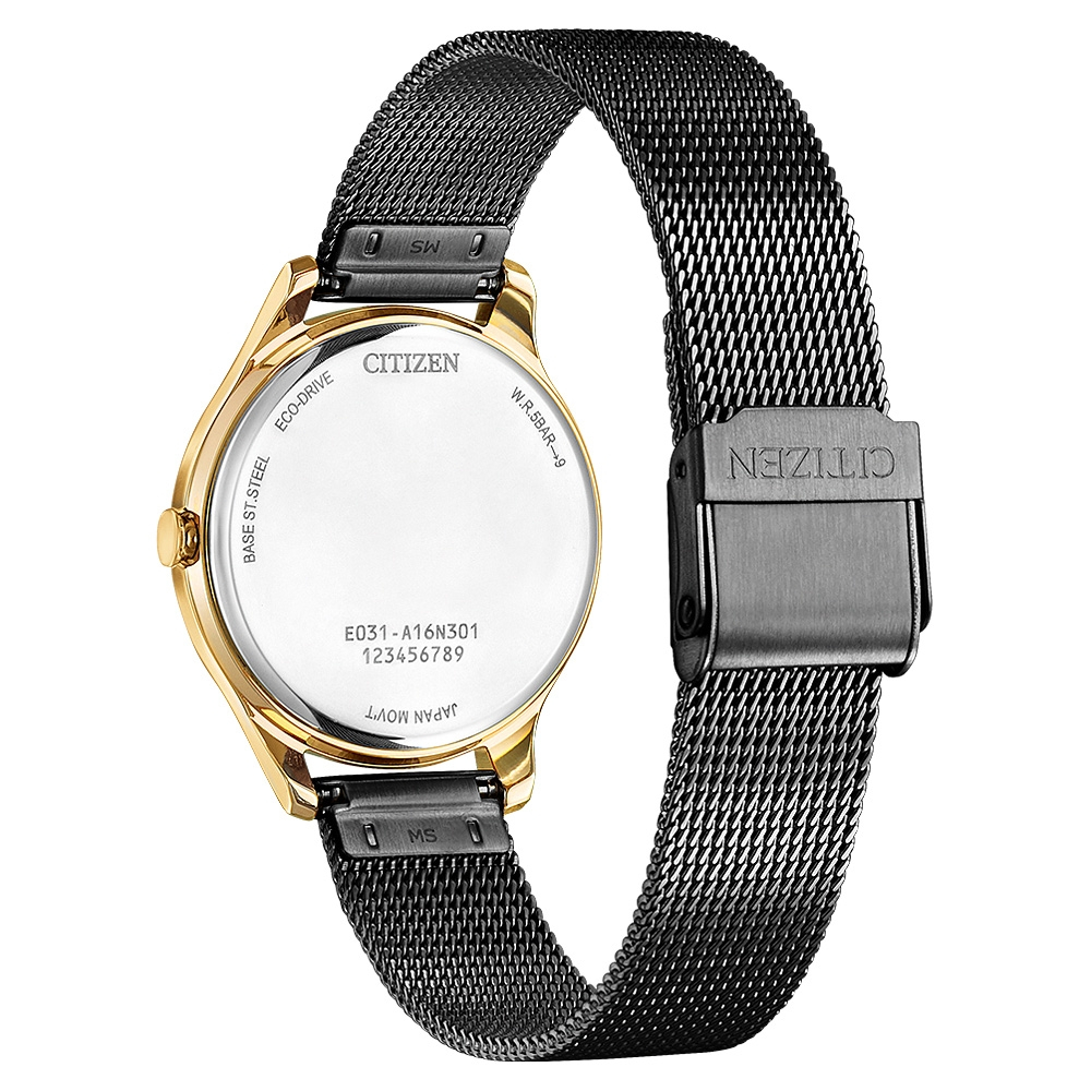 CITIZEN 星辰 光動能時尚菱格紋米蘭帶女錶-32mm EM0509-87E, , large