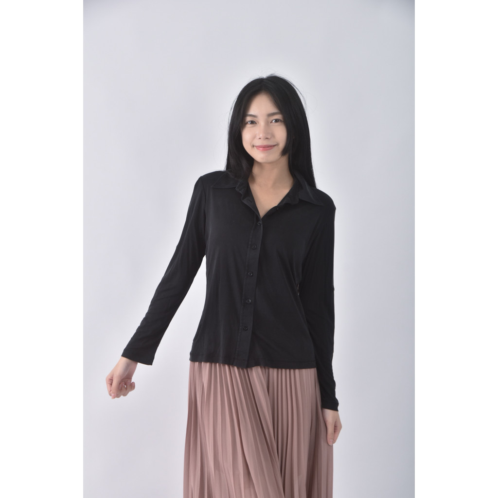 (S) danee西裝素面黑色襯衫上衣二手衣, , large