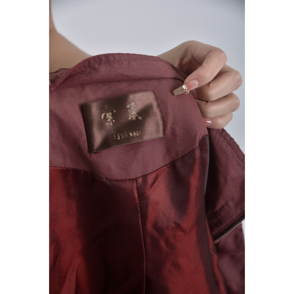 (S) town wear五分紅色外套二手衣, , large