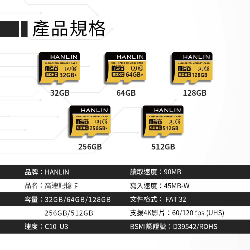 [HANLIN]-TF256G高速記憶卡C10 256GB U3, , large