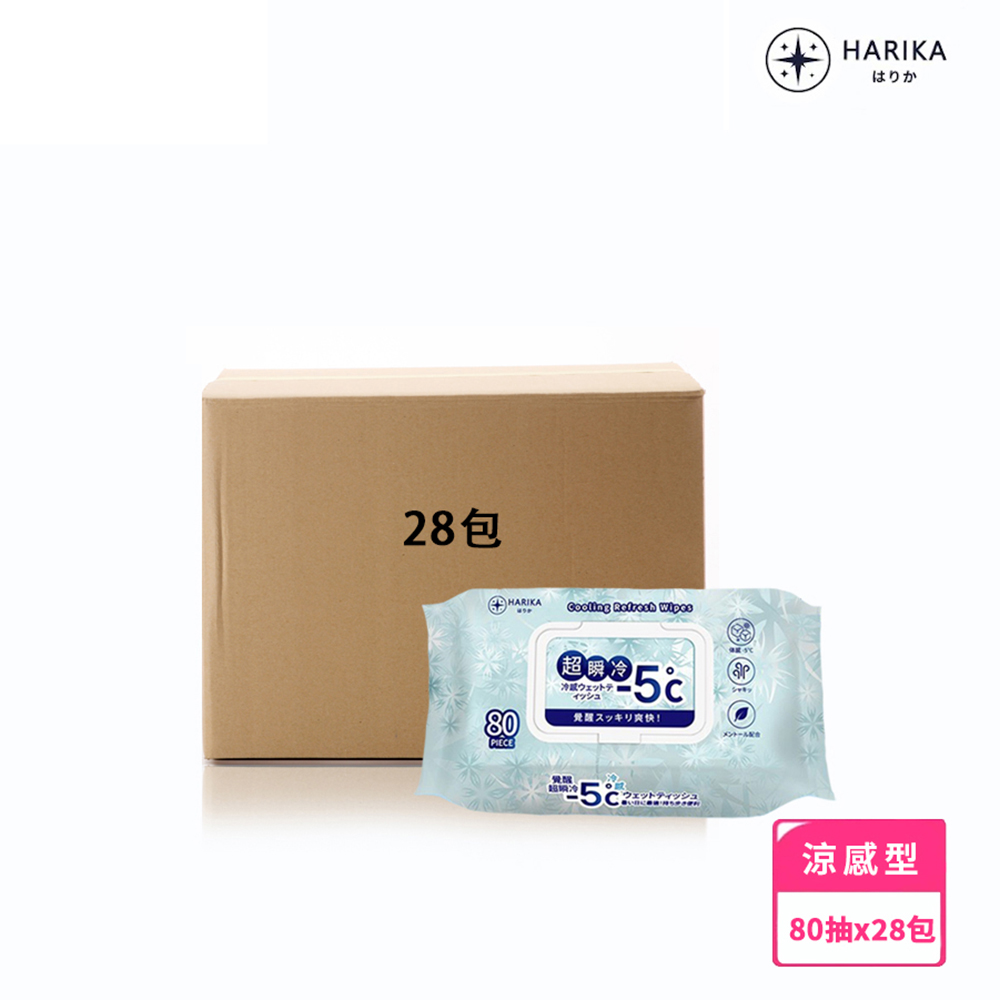日本【HARIKA】超覺醒-5°C涼感濕巾80抽 28入/箱購 共2240抽, , large