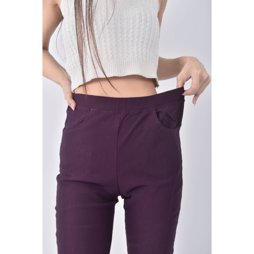 (S) 高腰棉質紫色長褲二手衣, , large