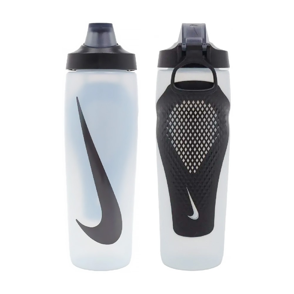 NIKE REFUEL BOTTLE 瓶蓋擠壓水壺 24OZ/709ml 運動水壺 便攜 防漏 黑銀 白黑 白紅 藍黑, , large