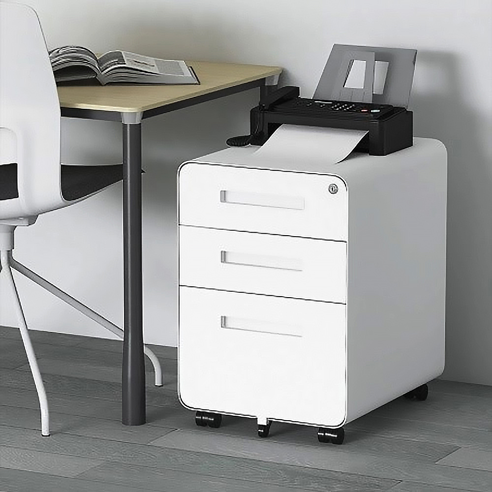 【AOTTO】免安裝附鎖桌下收納抽屜活動櫃(AC-703W), , large