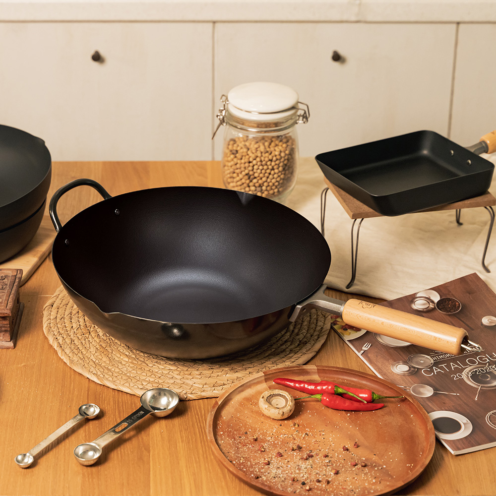【Japan TAKUMI】Takumi Rock-Pattern Iron Wok / Chinese Iron Wok 33cm (Made in Japan / Exclusive Collaboration Model), , large