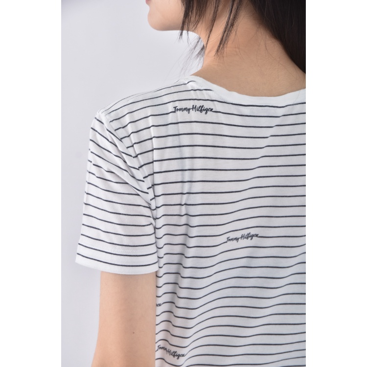 (S) tommy hilfiger棉質純棉條紋白色短袖上衣二手衣, , large