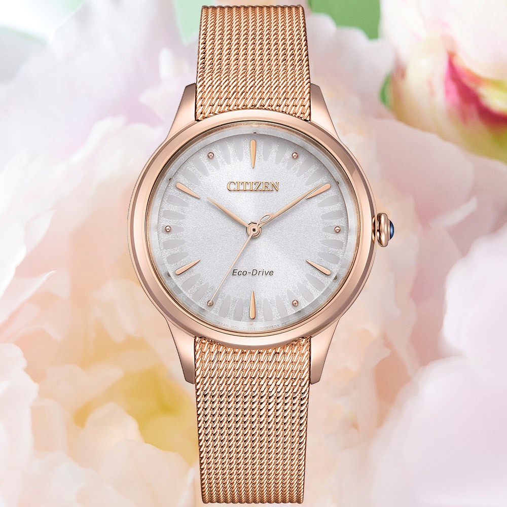 CITIZEN 星辰 L系列 非洲菊光動能米蘭帶女錶 EM1153-88A, , large