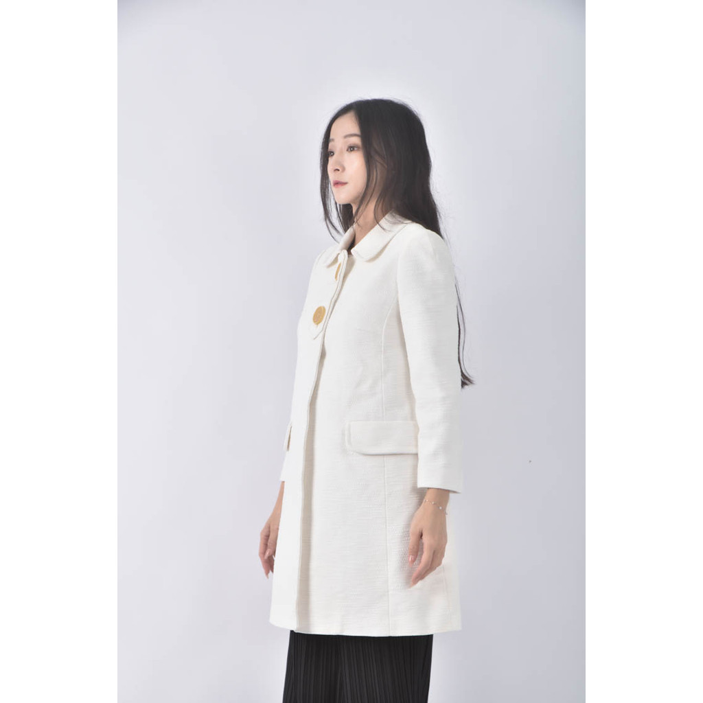 (XS（含）以下) tara jarmon領子白色外套二手衣, , large