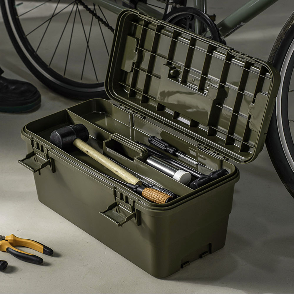 【AOTTO】15L多功能加厚軍規可疊加工具收納箱(AL-2033GN), , large