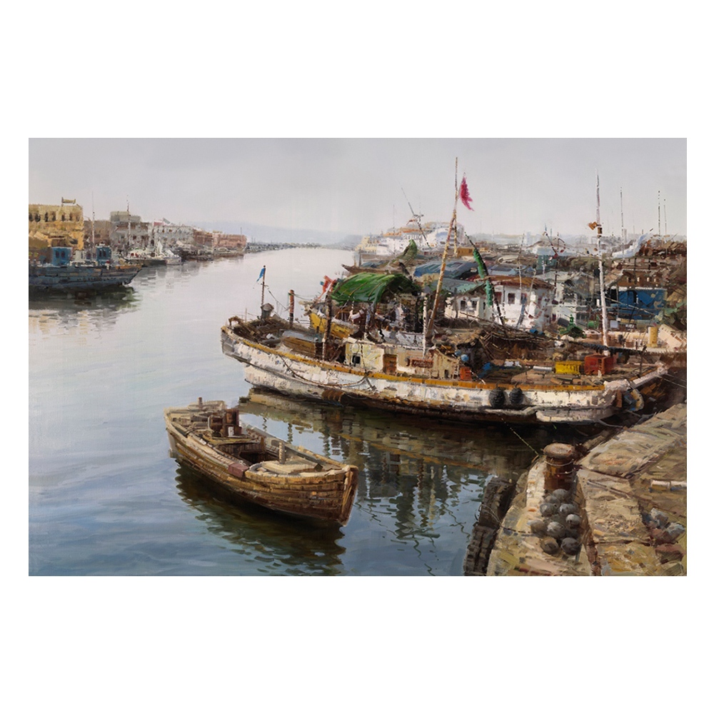 【御畫房】漁船 國家一級畫師手繪油畫60×90cm(VF-78), , large