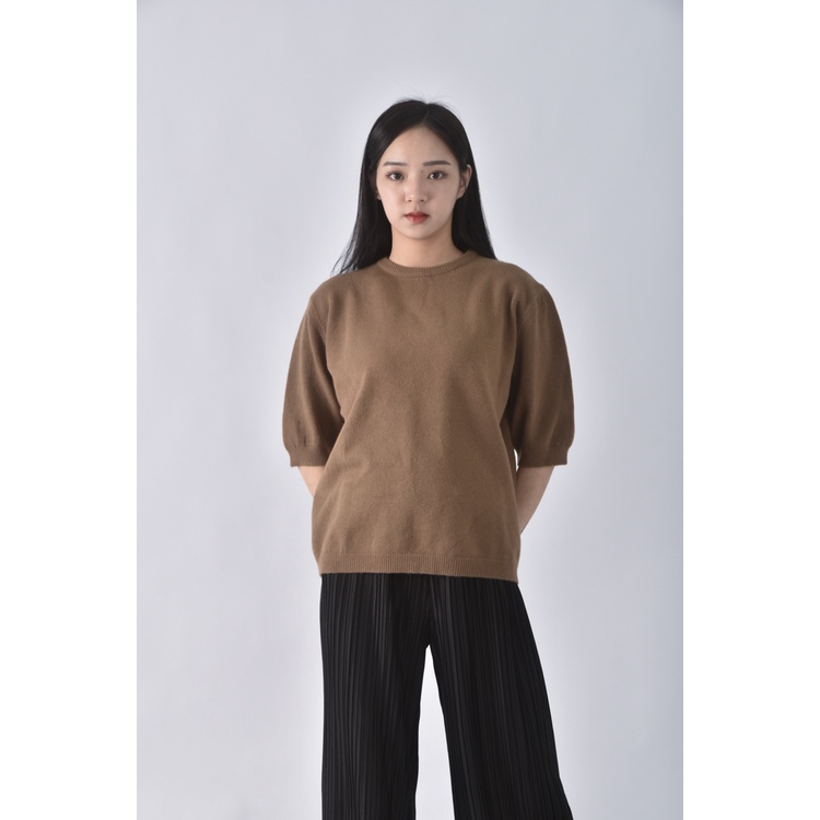 (M) 【房業涵私服】srrissa毛衣棕色短袖上衣二手衣