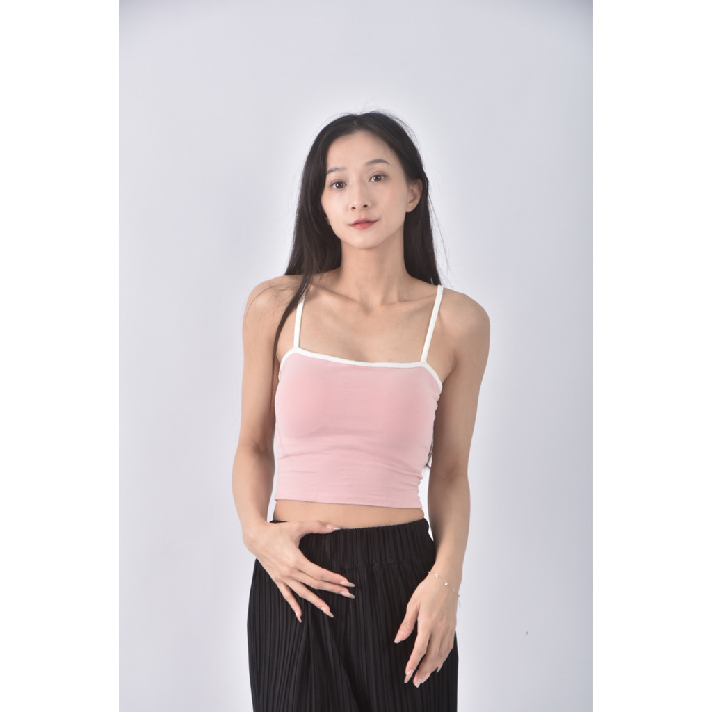 (S) vestiaire de miss p質感棉質撞色粉色上衣二手衣, , large