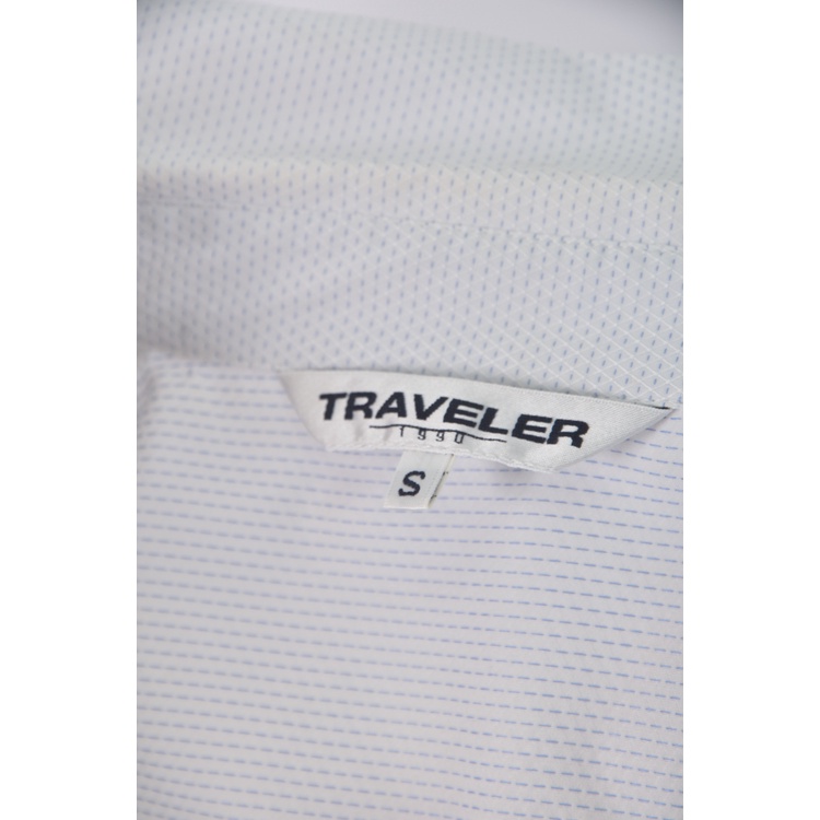 (S) traveler質感棉質拼接藍色短袖上衣二手衣, , large