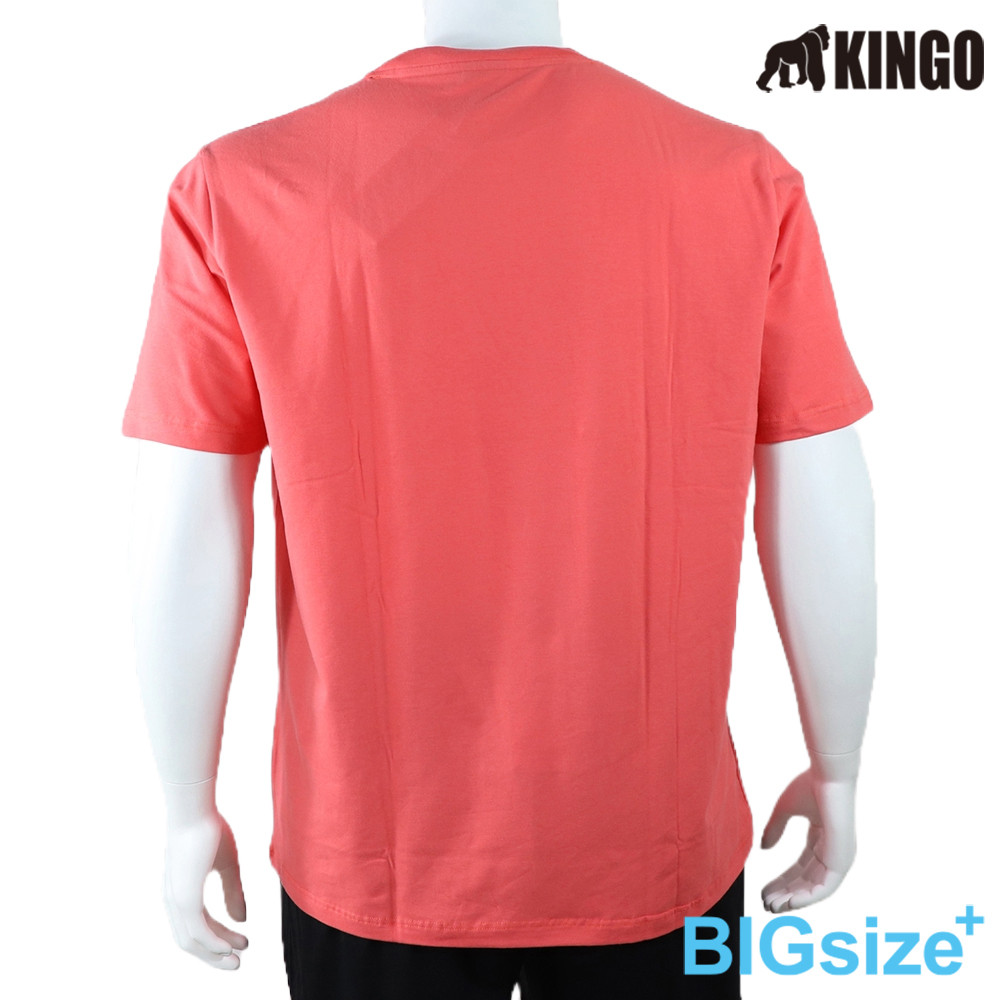 KINGO-大尺碼-男款 圓領T恤-桔-513122, , large