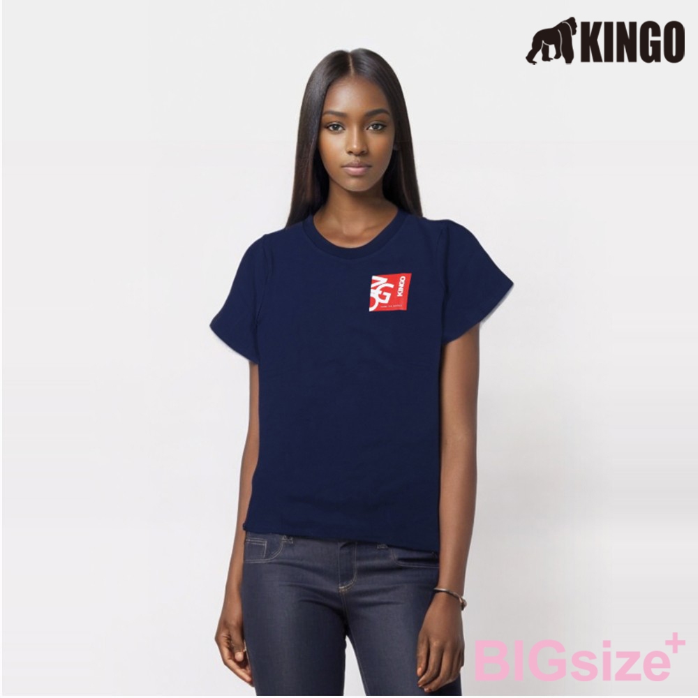 KINGO-大尺碼-女款 圓領T恤-丈青-414130, , large